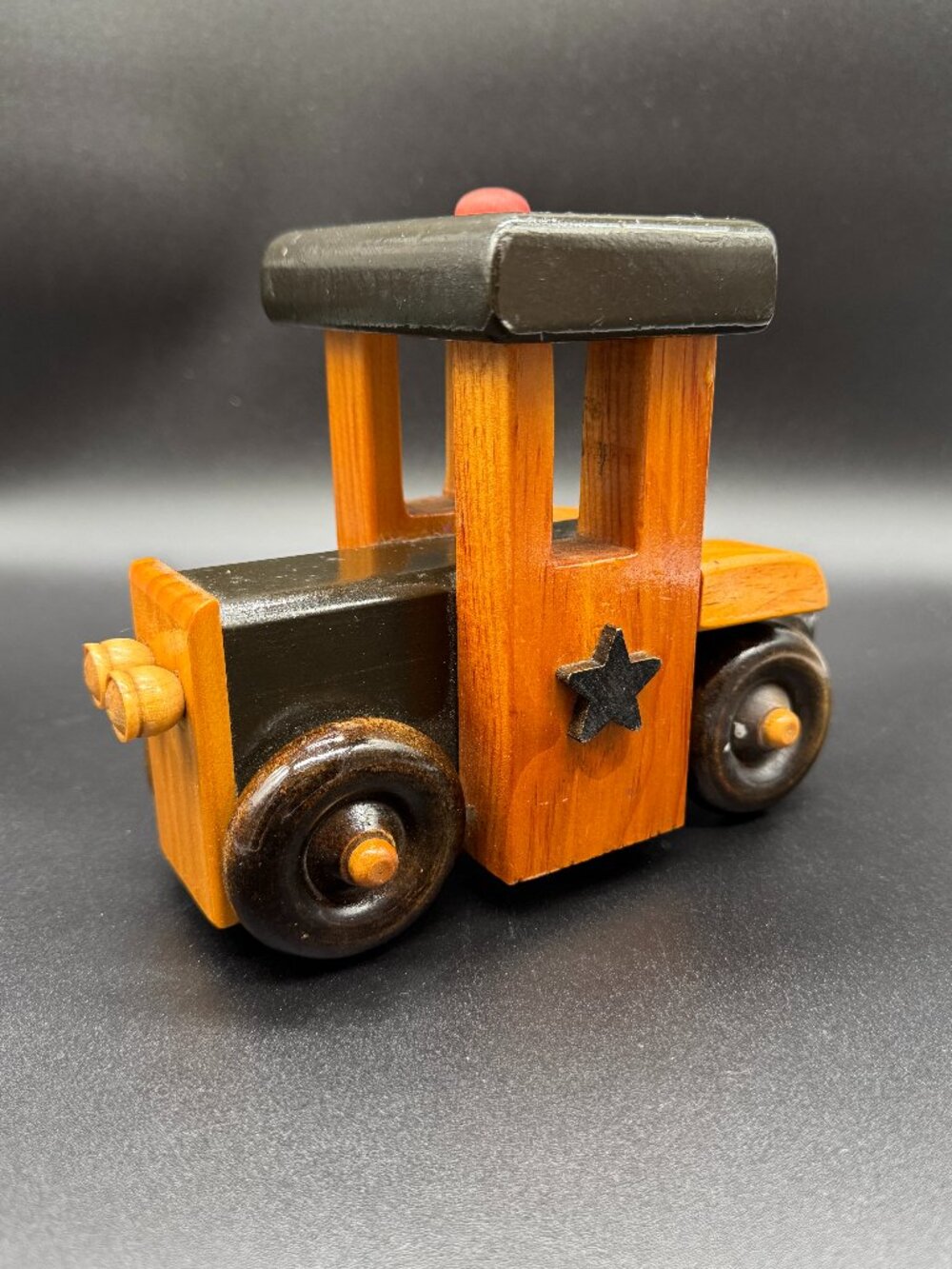 Vintage Handcrafted Wooden Truck Car Police Sheriff Varnished Collectible Toy